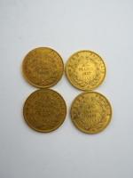 4 pièces Napoléon III or : 1857 A, 1856 A,...