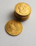 10 pièces 20 francs or (1901 x 2, 1907, 1909...