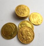 10 pièces 20 francs or (1811 A, 1812 A, 1854...