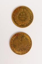 2 pièces 10 francs or, 1857 A et 1910