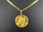 Médaille 'Saint Christophe' en or, et chaine maille gourmette. Poids...