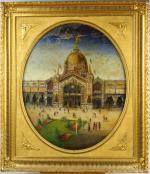 Ecole francaise fin XIXe. 'Le Grand Palais à Paris'. 
Fixé...