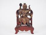 Chine, XVIIe siècle, 
Statuette en bois laqué et doré représentant...
