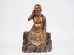 Chine période Yuan, XIVe-XVe siècle,
Statuette en bois laqué et doré...