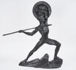 MUGUET.
"Le héros".
Sculpture en bronze à patine verte.
Signée, fonte Susse Frères...