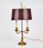 Lampe bouillotte de style Louis XVI en bronze doré et...
