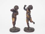 Paire de sujets en bronze XIXème à patine brune, "amours...