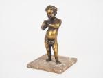 Sujet XVIIIème en bronze "amour à la flute de pan".
H...