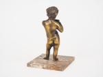 Sujet XVIIIème en bronze "amour à la flute de pan".
H...