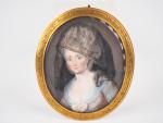 Miniature XVIIIème, "portrait de madame Mosnard",
Datée au dos 1783.
Dim. 5,8...