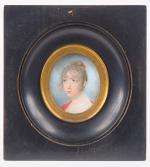 Miniature début XIXème, "portrait de jeune fille", dans un cadre...