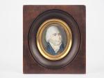 Miniature XIXème, "portrait d'homme au jabot" dans un cadre en...