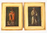 Jacques CALLOT (d'après)
"mendiants".
Paire de tableautins
Huiles sur panneaux. 
Dim. 9,5 x...