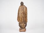 Ecole francaise XVIIIème.
"Vierge en majesté".
Sujet en bois sculpté polychrome.
H. 32...