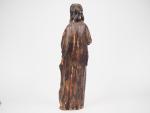 Sculpture XIXe en bois polychrome, "St Jean".
H : 43cm.
(Manques)