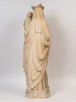 VIREBENT. 
"Vierge couronnée à l'enfant".
Grande sculpture en terre cuite 
H....