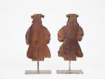 Paire de sculptures XIXème en bois naturel teinté "personnages de...