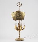 Lampe à réflecteur XIXème en bronze et laiton éclairant à...