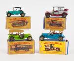 Matchbox of yesteryears type boite d'allumettes, 4 boites avec véhicules,...