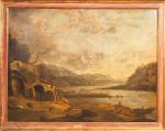 Attribué à Adri&en BLOM&ERT (1609-1666)
"Paysage animé"
Toile
Hauteur : 102 cm
Largeur :...
