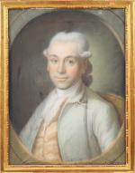 Ecole francaise fin XVIIIème.
"Portrait d'homme à la redingote bleue".
Pastel.
Dim. 61,5...