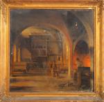 Jean-Blaise VILLEMSENS (Toulouse 1806-1859).
"Intérieur de la fonderie royale de canons...