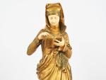 A. CARRIER BELLEUSE. "la Liseuse"Sculpture chryséléphantine en bronze doré et...