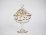 Confiturier Napoléon III en cristal à décor émaillé et doré...