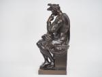 D'après Michel ANGE. 
"Laurent de Médicis" 
Grande sculpture en bronze...