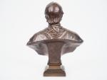 CHAPU. 
"le curé d'Ars"
Portrait en bronze à patine brune, fonte...