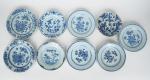 Chine XVIIIème siècle.
Ensemble de porcelaines (7 assiettes et 2 plats)...