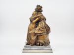 Groupe XIXème en bronze et marbre gris "Madame Vigée Lebrun...