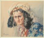 Gustave FLASSCH&EN " Portrait d'orientale "
Aquarelle.
Signée en bas à gauche....