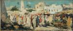 Gustave FLASSCH&EN "Marché en Afrique du nord ". 
Huile sur...