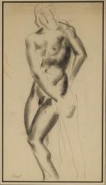 Georges ARTEMOFF "Etude de nue" Dessin au crayon et au...