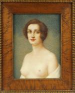 E. LOUP "Portrait de femme nue" 
Huile sur papier marouflé...