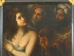 Ecole italienne XVIIème "Suzanne et les Vieillards".
Huile sur toile.
(restaurations) 
98...