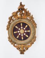 Reliquaire Napoléon III dans un cadre médaillon en bois et...