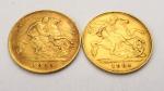 2 demi souverain en or 1902 et 1908