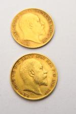 2 demi souverain en or 1902 et 1908