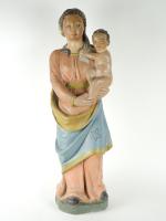 Sculpture en pierre polychrome XVIIIème "Vierge à l'enfant"
(repeinte et fels)
H....