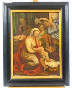 Ecole flamande XVIIIème "Vierge à l'Enfant"
Huile sur panneau de chêne.
37,5...
