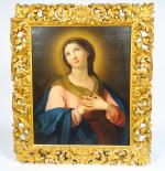 Ecole italienne  XIXème "Sainte femme en prière"
Huile sur toile....