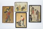 Lot comprenant une estampe d'Hiroshige et reproductions d'estampes célèbres