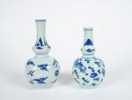 Deux vases double gourde en porcelaine de Hué sous couverte...