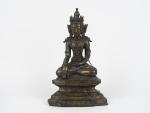 Importante statuette en bronze représentant un bouddha assis dans le...