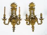 Paire d'appliques doubles de style Louis XIV en bronze doré,...