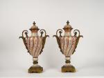 Paire de grands vases couverts Napoléon III de style Louis...