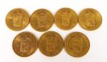 7 pièces de 10 florins hollandais or FRAIS ACHETEUR :...
