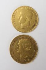 2 pièces de 40 lires en or , 1810 M...